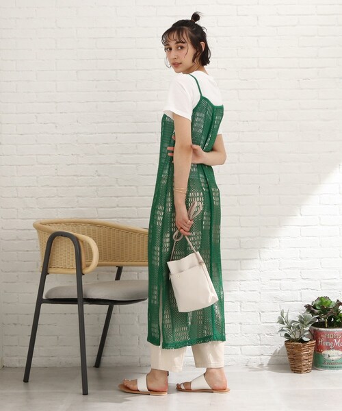 Cutie Blonde（キューティーブロンド）の「◆【2点セット】クロシェ風キャミワンピース（セットアップ・レディース・グリーン/ブラック/ベージュ・03/02）」の10枚目の写真