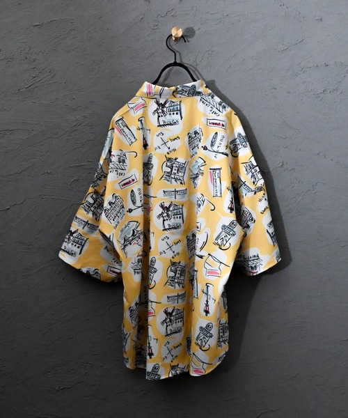 Ritzy（リッツィー）の「ポリ総柄プリント ドロップショルダーSSシャツ（シャツ/ブラウス・メンズ・ホワイト/ブラック/ベージュ/ブラウン/サックスブルー/イエロー/グリーン/ブラック系その他/ベージュ系その他/ブルー系その他・LARGE/MEDIUM/X-LARGE）」の22枚目の写真