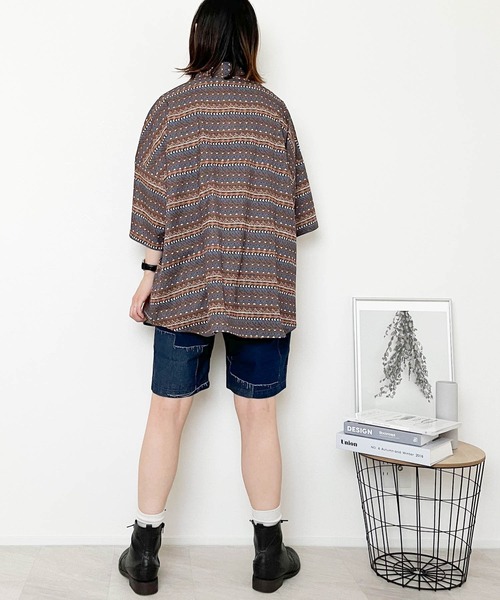 Ritzy（リッツィー）の「ポリ総柄プリント ドロップショルダーSSシャツ（シャツ/ブラウス・メンズ・ホワイト/ブラック/ベージュ/ブラウン/サックスブルー/イエロー/グリーン/ブラック系その他/ベージュ系その他/ブルー系その他・LARGE/MEDIUM/X-LARGE）」の20枚目の写真