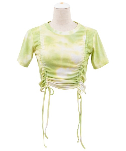 PUNYUS（プニュズ）の「タイダイ柄ドロストトップス（Tシャツ/カットソー・レディース・ライム/ブラック・3/2/4/1）」の4枚目の写真