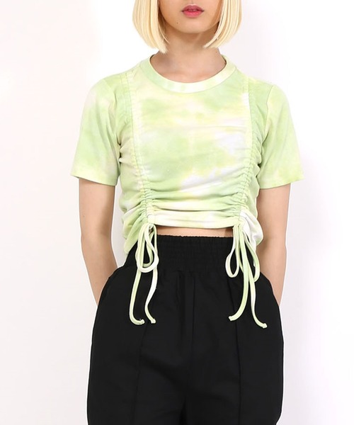 PUNYUS（プニュズ）の「タイダイ柄ドロストトップス（Tシャツ/カットソー・レディース・ライム/ブラック・3/2/4/1）」の14枚目の写真