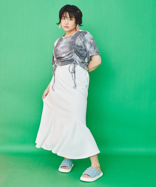 PUNYUS（プニュズ）の「タイダイ柄ドロストトップス（Tシャツ/カットソー・レディース・ライム/ブラック・3/2/4/1）」の19枚目の写真