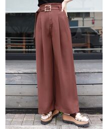ハイウエストタックワイドパンツ