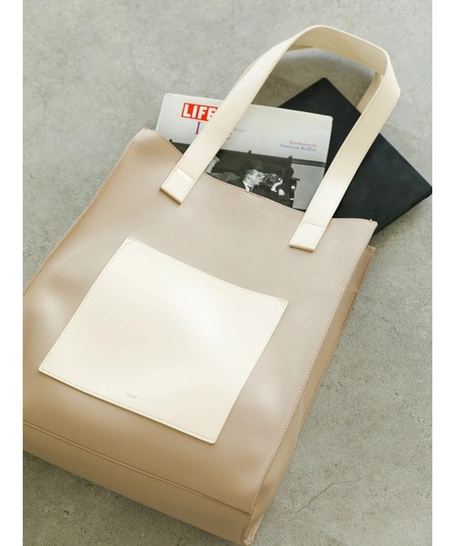 koe（コエ）の「フロントポケットスクエアトート*（トートバッグ・レディース・チャコールグレー/ブラック/グリーン/アイボリー/グレイッシュベージュ・FREE）」の14枚目の写真