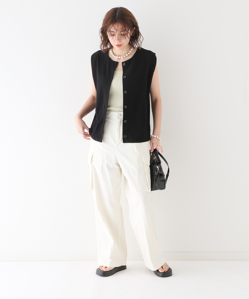 JOURNAL STANDARD relume(ジャーナルスタンダード レリューム)の「2WAYナシジノースリーブ(Tシャツ/カットソー・レディース・グリーン/ブラック・FREE)」の9枚目の写真