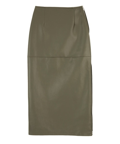 UR'S(ユアーズ)の「サイドスリットファスナーレザースカート(スカート・レディース・カーキ/ブラック/ベージュ・S/L/M)」の6枚目の写真