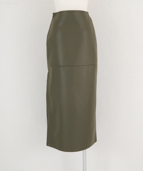 UR'S(ユアーズ)の「サイドスリットファスナーレザースカート(スカート・レディース・カーキ/ブラック/ベージュ・S/L/M)」の9枚目の写真