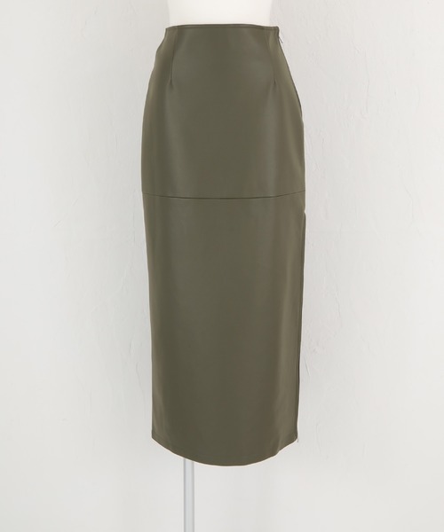 UR'S(ユアーズ)の「サイドスリットファスナーレザースカート(スカート・レディース・カーキ/ブラック/ベージュ・S/L/M)」の10枚目の写真