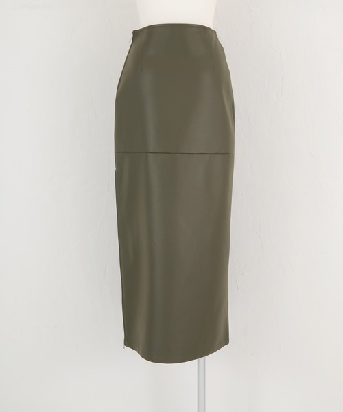 UR'S(ユアーズ)の「サイドスリットファスナーレザースカート(スカート・レディース・カーキ/ブラック/ベージュ・S/L/M)」の12枚目の写真