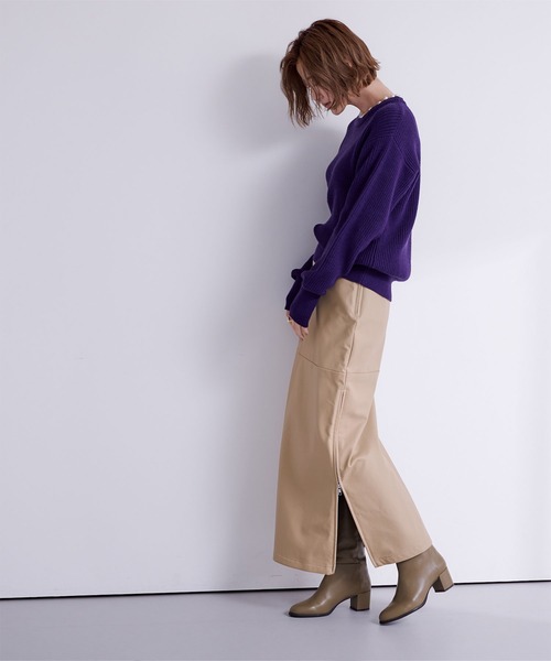 UR'S(ユアーズ)の「サイドスリットファスナーレザースカート(スカート・レディース・カーキ/ブラック/ベージュ・S/L/M)」の22枚目の写真