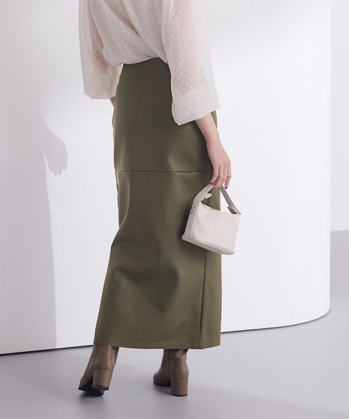 UR'S(ユアーズ)の「サイドスリットファスナーレザースカート(スカート・レディース・カーキ/ブラック/ベージュ・S/L/M)」の20枚目の写真