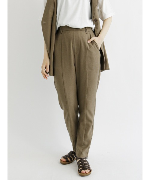 Samansa Mos2 blue(サマンサモスモスブルー)の「リネン混テーパードパンツ(セットアップ可)(その他パンツ・レディース・カーキ/ベージュ/チャコール・フリ-)」の3枚目の写真
