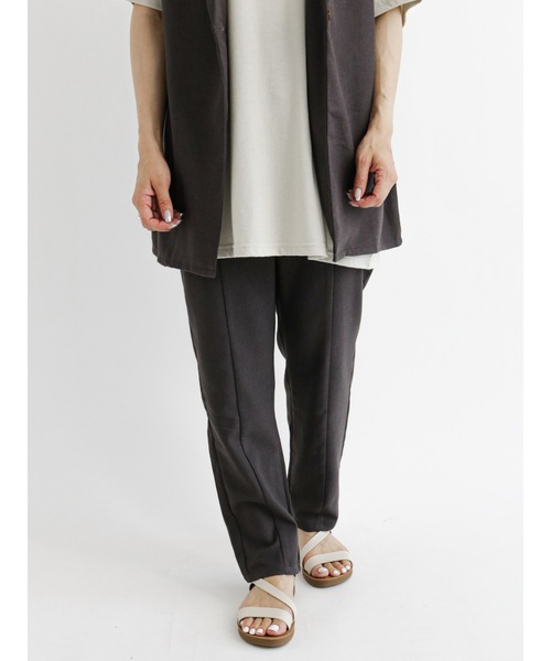 Samansa Mos2 blue(サマンサモスモスブルー)の「リネン混テーパードパンツ(セットアップ可)(その他パンツ・レディース・カーキ/ベージュ/チャコール・フリ-)」の14枚目の写真