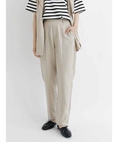 Samansa Mos2 blue(サマンサモスモスブルー)の「リネン混テーパードパンツ(セットアップ可)(その他パンツ・レディース・カーキ/ベージュ/チャコール・フリ-)」の8枚目の写真