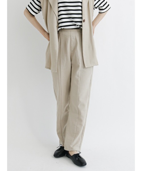 Samansa Mos2 blue(サマンサモスモスブルー)の「リネン混テーパードパンツ(セットアップ可)(その他パンツ・レディース・カーキ/ベージュ/チャコール・フリ-)」の9枚目の写真