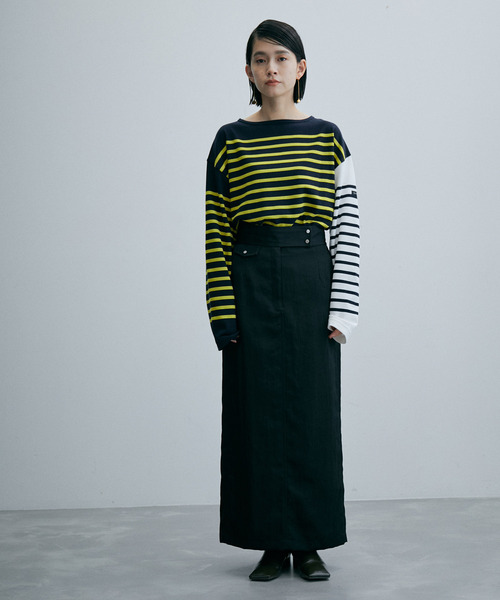 agnes b. pour ADAM ET ROPE'】ハーフスリーブボーダーTシャツ