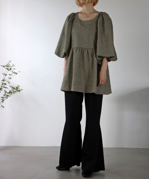 UNFIELD(アンフィールド)の「【UNFIELD】ふくれジャガードチュニック(チュニック・レディース・ブラック/グリーン・FREE)」の14枚目の写真