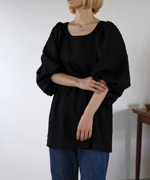 UNFIELD(アンフィールド)の「【UNFIELD】ふくれジャガードチュニック(チュニック・レディース・ブラック/グリーン・FREE)」の6枚目の写真