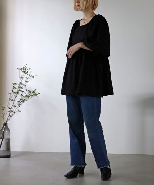 UNFIELD(アンフィールド)の「【UNFIELD】ふくれジャガードチュニック(チュニック・レディース・ブラック/グリーン・FREE)」の11枚目の写真