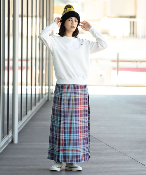 BEAMS BOY 別注 LACOSTE チェック柄プリーツロングスカート 新型！！！〈LACOSTE〉別注チェックプリーツスカートを着回し