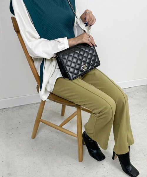 Meli rich（メリーリッチ）の「軽やかな穿き心地。ストレッチセンタータックパンツ（スラックス・レディース・グレイッシュベージュ/イエロー/ダークグリーン/モカ/ブラック・MEDIUM/SMALL）」の19枚目の写真