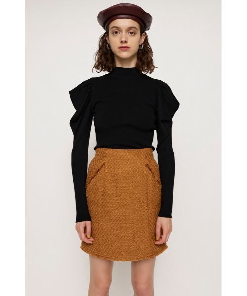 SLY（スライ）の「EDGE PUFF TOPS エッジ パフ トップス ニット（ニット/セーター・レディース・ダークベージュ/ブラック/アイボリー/ライトグリーン・FREE）」の18枚目の写真