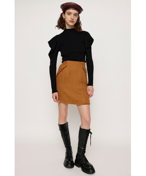 SLY（スライ）の「EDGE PUFF TOPS エッジ パフ トップス ニット（ニット/セーター・レディース・ダークベージュ/ブラック/アイボリー/ライトグリーン・FREE）」の12枚目の写真