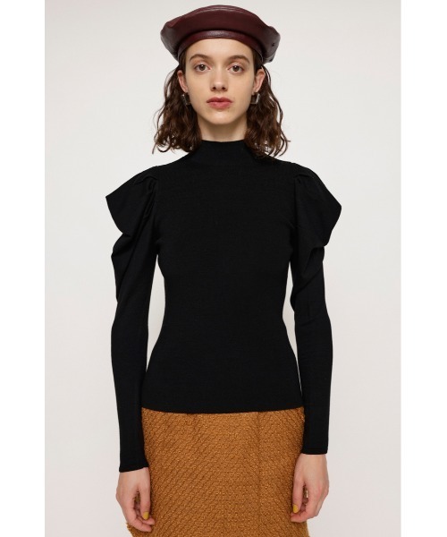 SLY（スライ）の「EDGE PUFF TOPS エッジ パフ トップス ニット（ニット/セーター・レディース・ダークベージュ/ブラック/アイボリー/ライトグリーン・FREE）」の10枚目の写真