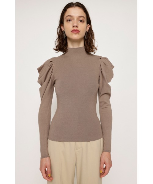 SLY（スライ）の「EDGE PUFF TOPS エッジ パフ トップス ニット（ニット/セーター・レディース・ダークベージュ/ブラック/アイボリー/ライトグリーン・FREE）」の16枚目の写真