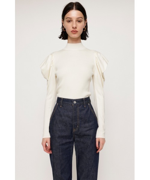 SLY（スライ）の「EDGE PUFF TOPS エッジ パフ トップス ニット（ニット/セーター・レディース・ダークベージュ/ブラック/アイボリー/ライトグリーン・FREE）」の21枚目の写真