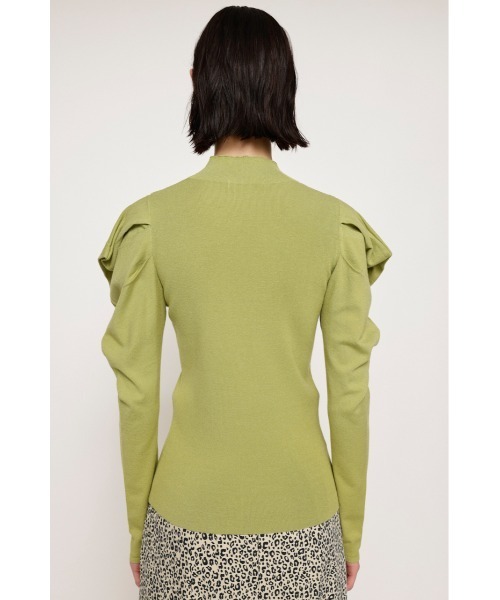 SLY（スライ）の「EDGE PUFF TOPS エッジ パフ トップス ニット（ニット/セーター・レディース・ダークベージュ/ブラック/アイボリー/ライトグリーン・FREE）」の9枚目の写真