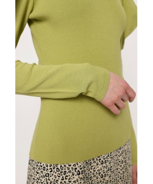 SLY（スライ）の「EDGE PUFF TOPS エッジ パフ トップス ニット（ニット/セーター・レディース・ダークベージュ/ブラック/アイボリー/ライトグリーン・FREE）」の14枚目の写真