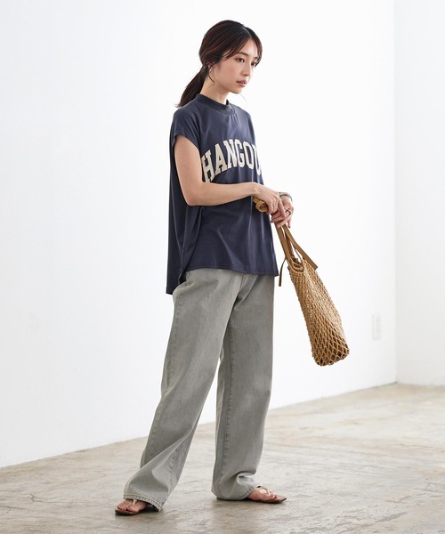KOBE LETTUCE(コウベレタス)の「選べる2デザインモックネックフレンチロゴTシャツ(Tシャツ/カットソー・レディース・ホワイト×グリーン/ホワイト系その他/グレー系その他/ブラウン系その他/ホワイト系その他2/ホワイト系その他3/グレー系その他2/ブラウン系その他2・FREE)」の20枚目の写真