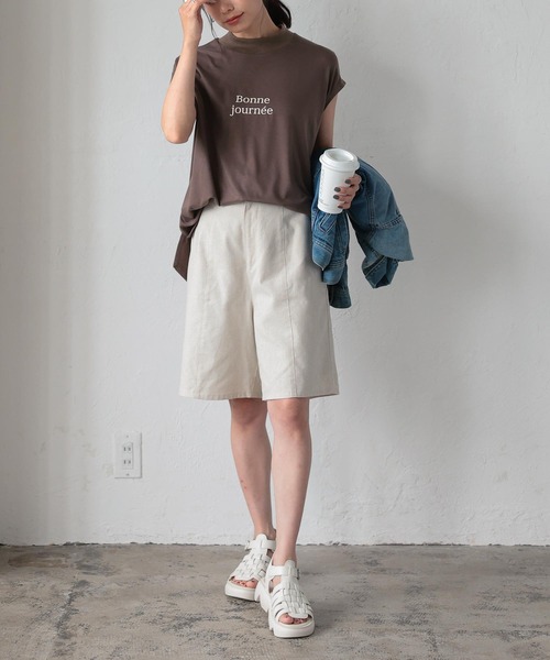 KOBE LETTUCE(コウベレタス)の「選べる2デザインモックネックフレンチロゴTシャツ(Tシャツ/カットソー・レディース・ホワイト×グリーン/ホワイト系その他/グレー系その他/ブラウン系その他/ホワイト系その他2/ホワイト系その他3/グレー系その他2/ブラウン系その他2・FREE)」の17枚目の写真