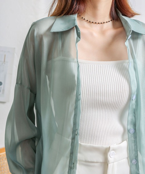 MAISON DE THERESE（メゾン ド テレーズ）の「長袖日焼け止めシャツ（シャツ/ブラウス・レディース・パープル/ホワイト/グレー/グリーン/ブラック・M）」の11枚目の写真