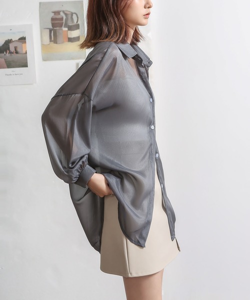 MAISON DE THERESE（メゾン ド テレーズ）の「長袖日焼け止めシャツ（シャツ/ブラウス・レディース・パープル/ホワイト/グレー/グリーン/ブラック・M）」の16枚目の写真