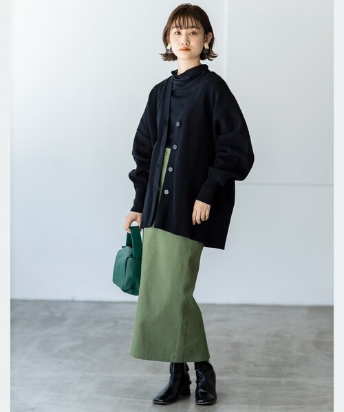 THE SHOP TK （ザ ショップ ティーケー ）の「◆ボリューム袖ミドル丈カーディガン（カーディガン/ボレロ・レディース・ブラック/イエロー/ライトベージュ/ピンク系・11/12/13）」の7枚目の写真