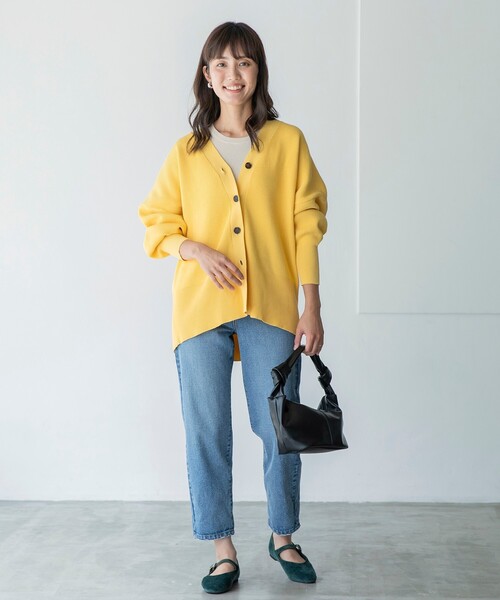 THE SHOP TK （ザ ショップ ティーケー ）の「◆ボリューム袖ミドル丈カーディガン（カーディガン/ボレロ・レディース・ブラック/イエロー/ライトベージュ/ピンク系・11/12/13）」の9枚目の写真