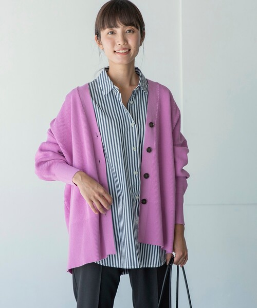 THE SHOP TK （ザ ショップ ティーケー ）の「◆ボリューム袖ミドル丈カーディガン（カーディガン/ボレロ・レディース・ブラック/イエロー/ライトベージュ/ピンク系・11/12/13）」の10枚目の写真