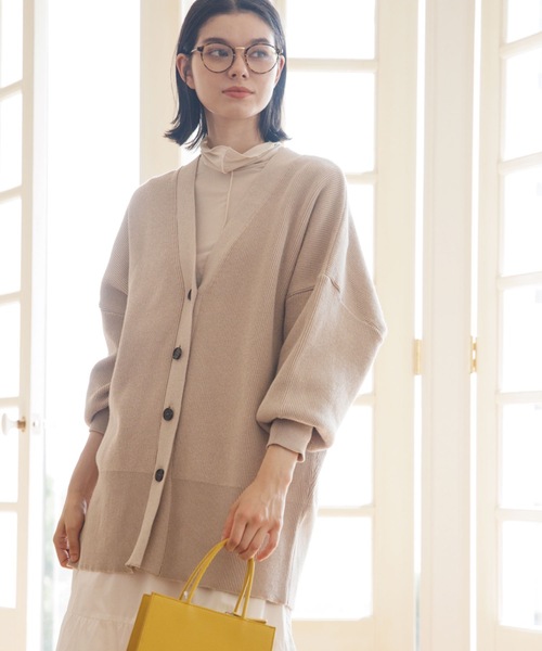 THE SHOP TK （ザ ショップ ティーケー ）の「◆ボリューム袖ミドル丈カーディガン（カーディガン/ボレロ・レディース・ブラック/イエロー/ライトベージュ/ピンク系・11/12/13）」の19枚目の写真