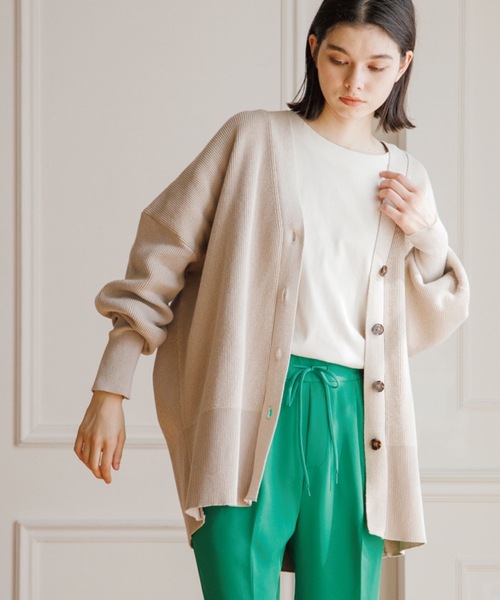 THE SHOP TK （ザ ショップ ティーケー ）の「◆ボリューム袖ミドル丈カーディガン（カーディガン/ボレロ・レディース・ブラック/イエロー/ライトベージュ/ピンク系・11/12/13）」の5枚目の写真