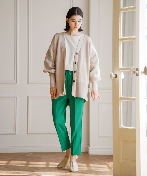 THE SHOP TK （ザ ショップ ティーケー ）の「◆ボリューム袖ミドル丈カーディガン（カーディガン/ボレロ・レディース・ブラック/イエロー/ライトベージュ/ピンク系・11/12/13）」の6枚目の写真