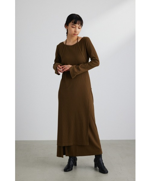 STYLEMIXER（スタイルミキサー）の「エプロンレイヤードカットワンピース（ワンピース・レディース・カーキ/ブラック・SMALL/MEDIUM）」の6枚目の写真