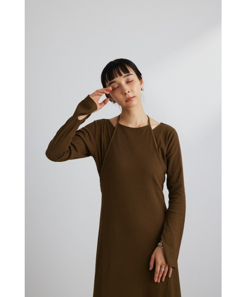 STYLEMIXER（スタイルミキサー）の「エプロンレイヤードカットワンピース（ワンピース・レディース・カーキ/ブラック・SMALL/MEDIUM）」の7枚目の写真