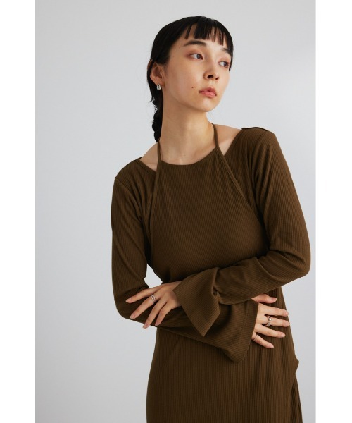 STYLEMIXER（スタイルミキサー）の「エプロンレイヤードカットワンピース（ワンピース・レディース・カーキ/ブラック・SMALL/MEDIUM）」の8枚目の写真