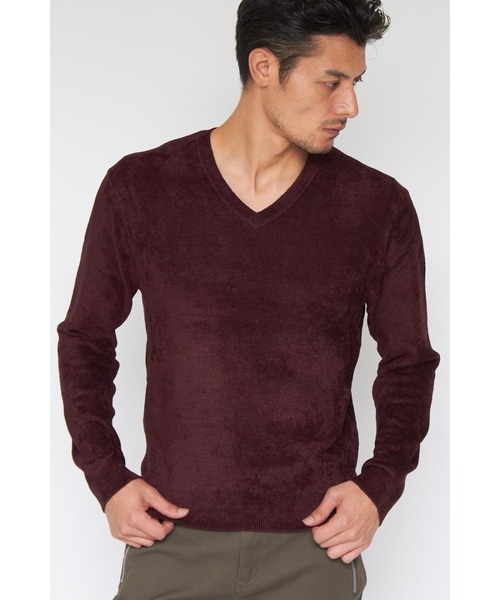 TORNADO MART(トルネードマート)の「ZERO by TORNADO MART∴モールヤーンVネックニット(ニット/セーター・メンズ・ライトグリーン/ブラック/ダークブラウン系/オレンジ・L/LL/M)」の3枚目の写真