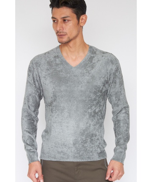 TORNADO MART(トルネードマート)の「ZERO by TORNADO MART∴モールヤーンVネックニット(ニット/セーター・メンズ・ライトグリーン/ブラック/ダークブラウン系/オレンジ・L/LL/M)」の1枚目の写真