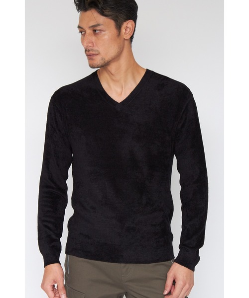 TORNADO MART(トルネードマート)の「ZERO by TORNADO MART∴モールヤーンVネックニット(ニット/セーター・メンズ・ライトグリーン/ブラック/ダークブラウン系/オレンジ・L/LL/M)」の2枚目の写真