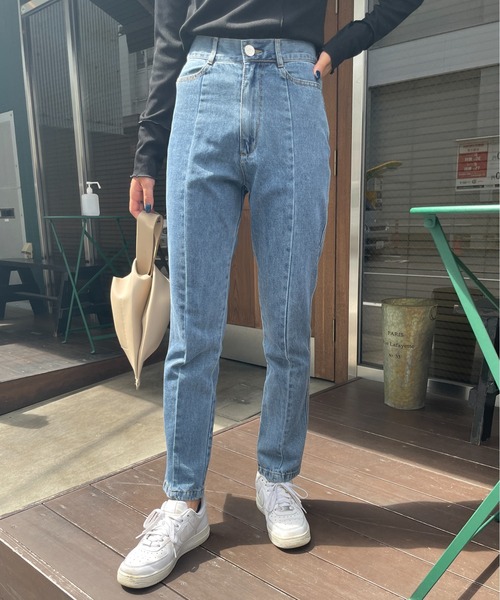 StyleSea（スタイルシー）の「センターシームデニムパンツ（デニムパンツ・レディース・ブラック/インディゴブルー/ブルー・SMALL/MEDIUM）」の3枚目の写真