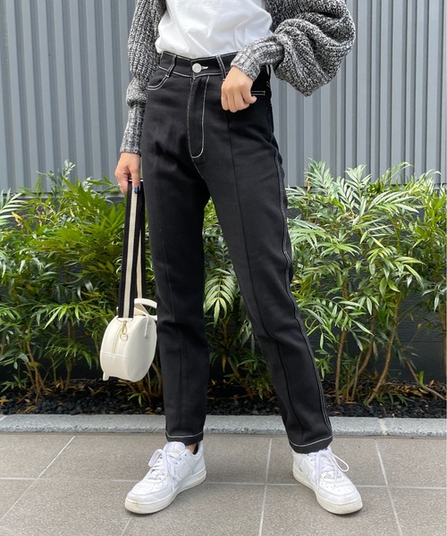 StyleSea（スタイルシー）の「センターシームデニムパンツ（デニムパンツ・レディース・ブラック/インディゴブルー/ブルー・SMALL/MEDIUM）」の2枚目の写真